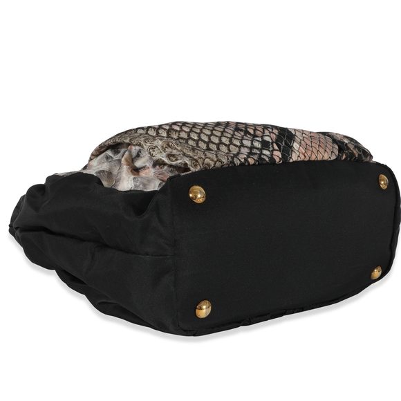 Prada Black Pink Python Print Medium Pitone Hobo - Picture 6 of 8